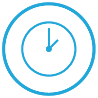 Cyan clock icon. 