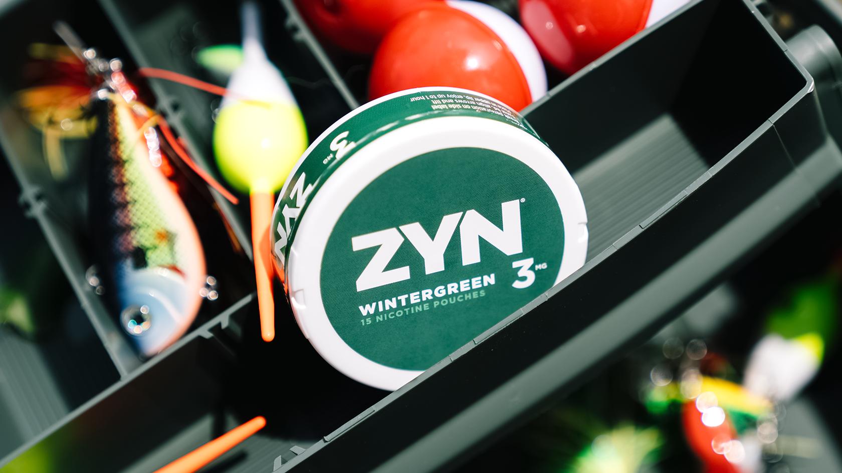 ZYN Wintergreen in a tackle box.