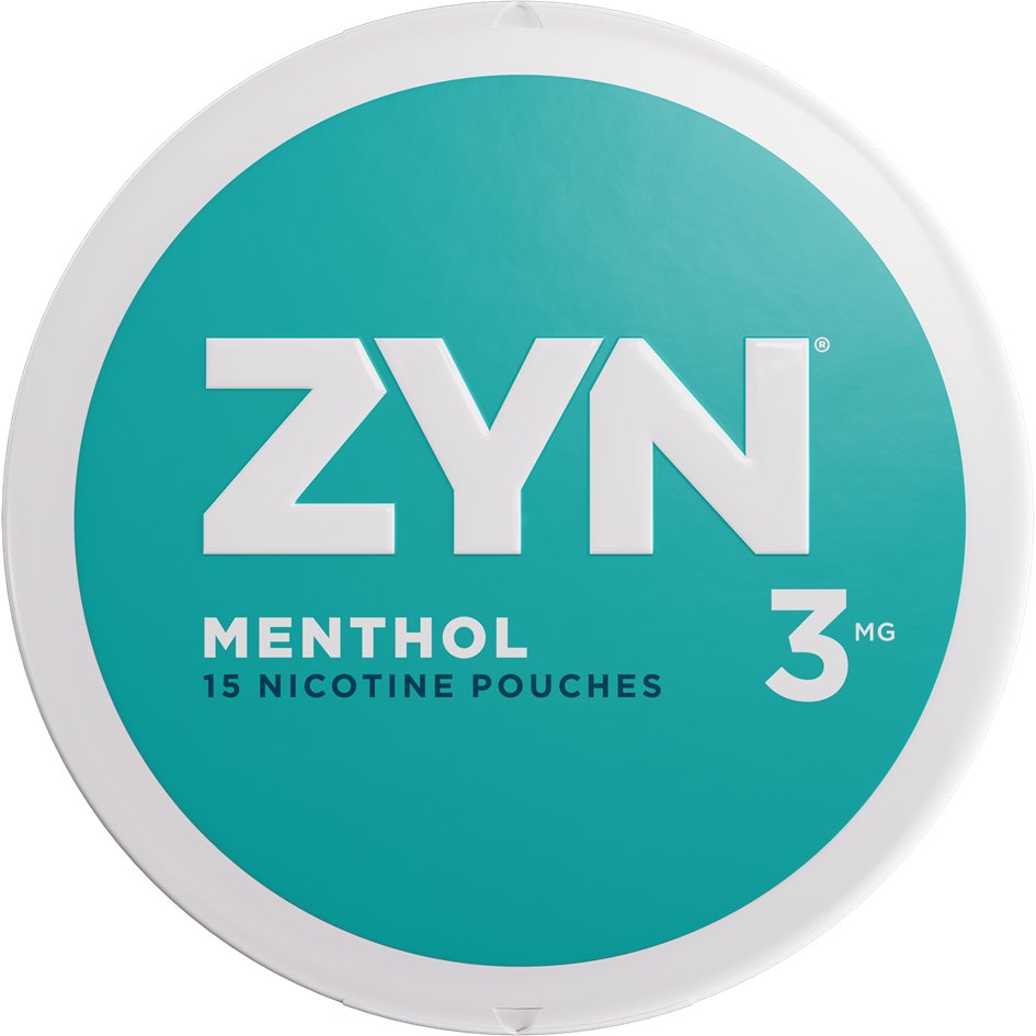 ZYN Menthol 3mg can with teal label