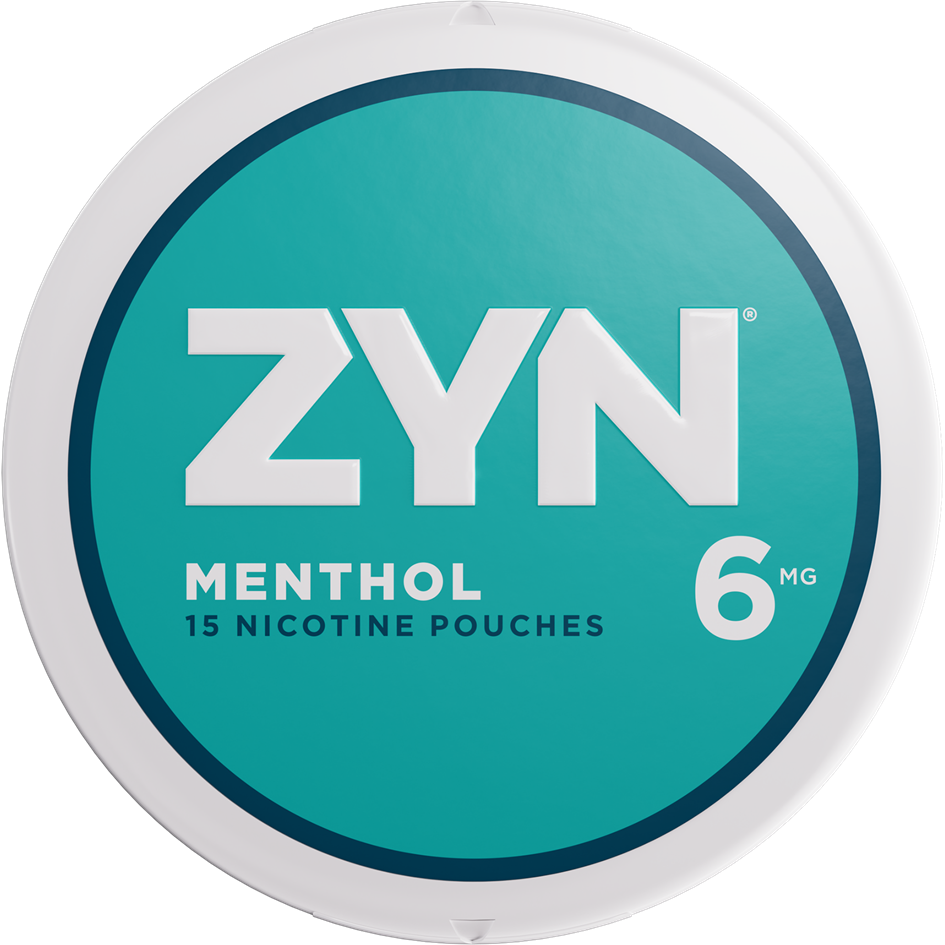 ZYN Menthol 6mg can with teal label