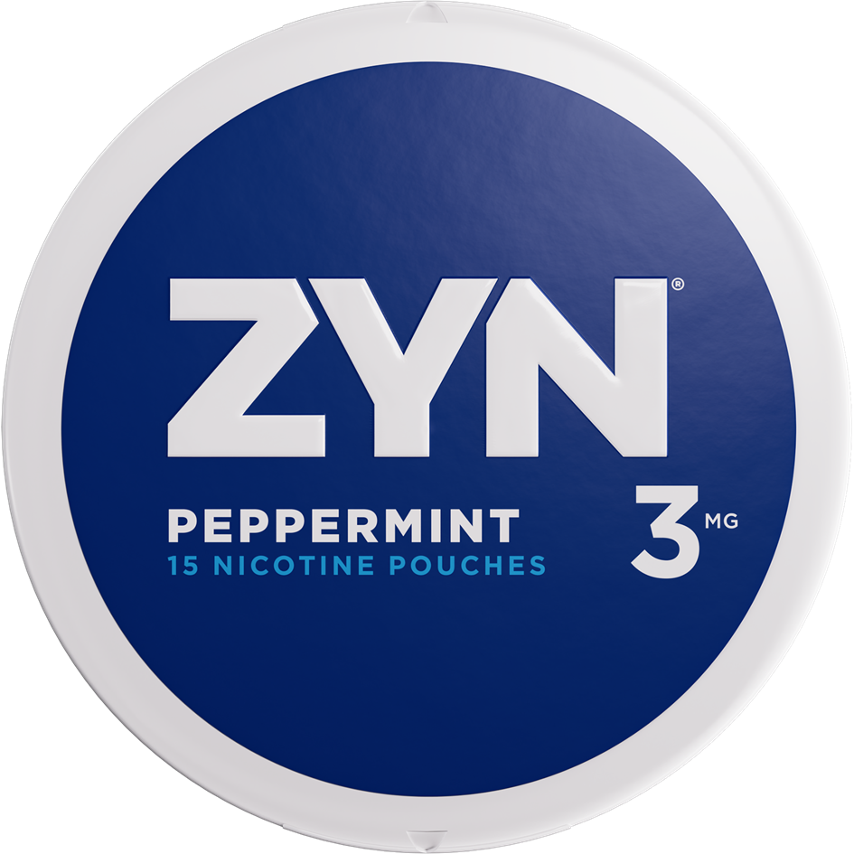 ZYN Peppermint 3mg can with navy label. 