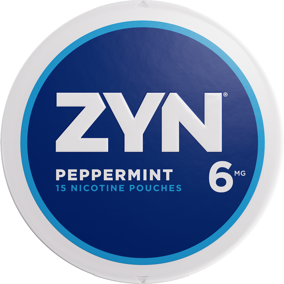 ZYN Peppermint 6mg can with navy label. 