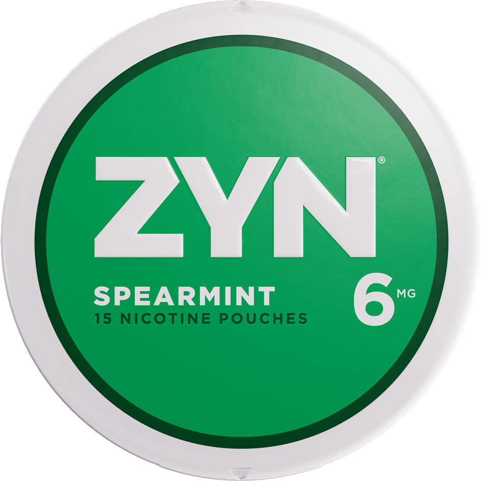 ZYN Spearmint 6mg can with light green label.