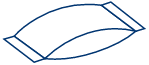 Icon of a nicotine pouch outlined in navy, with a simple, clean design